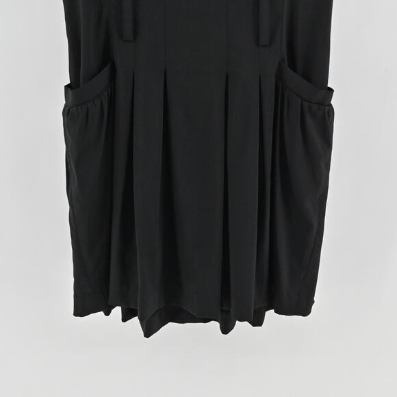 Alice Olivia Black Pleated Dress Size 10 Wool Blend Sheer Short Sleeve Mini - Picture 11 of 13